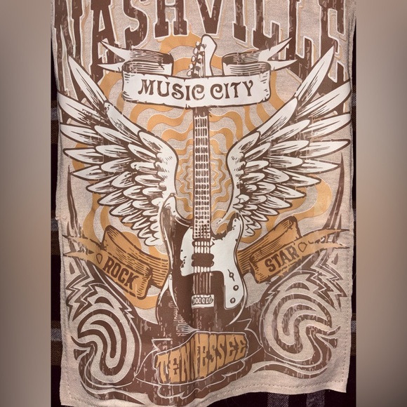 Upcycled Plaid Long Sleeve Shirt with Nashville Graphic - Picture 3 of 5